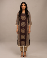 Style 6253 Brown Long Kurti - Front View