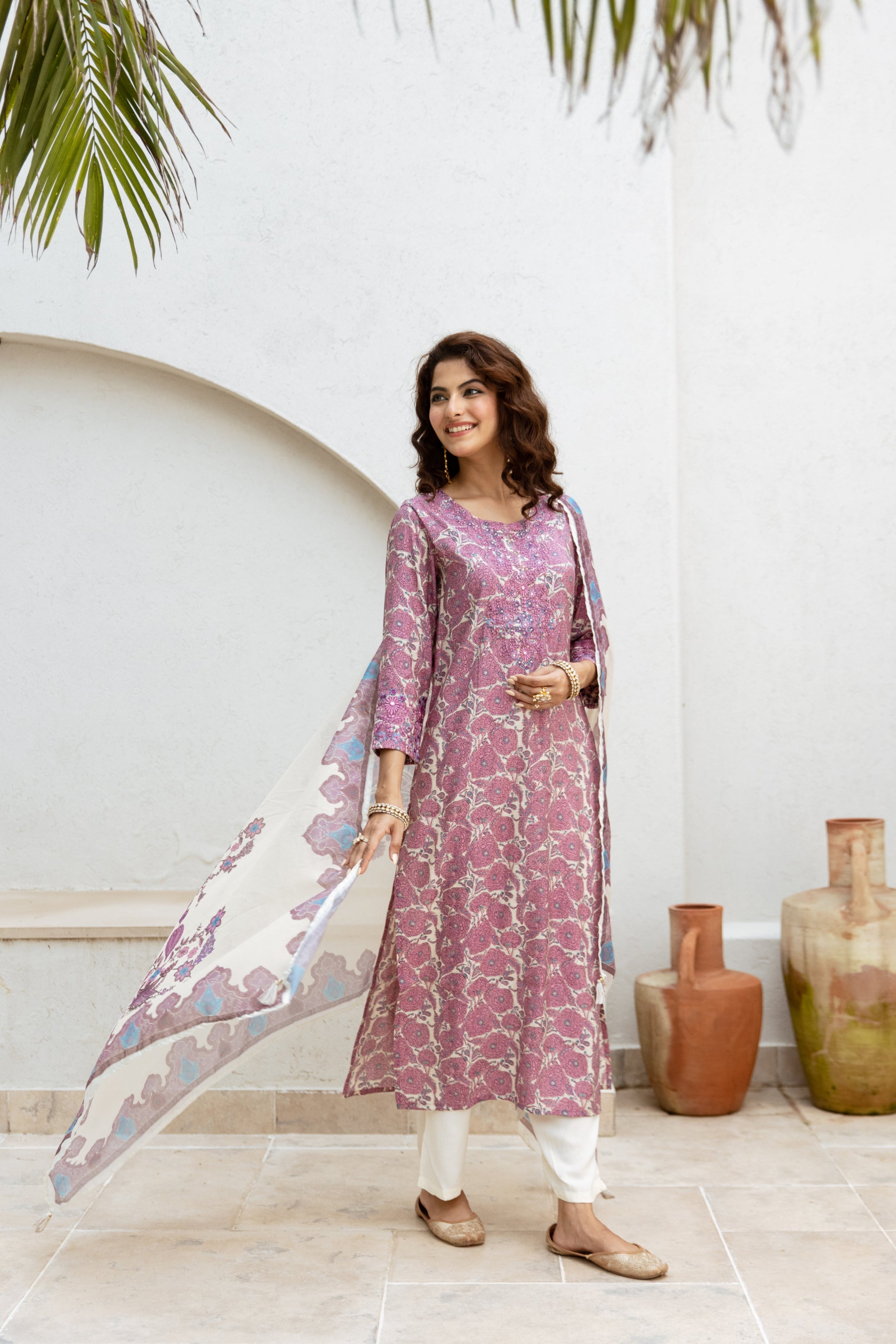 Floral Pink Printed Salwar Suits