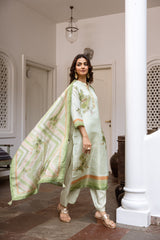 Pista Green Salwar Suits With Palazzo