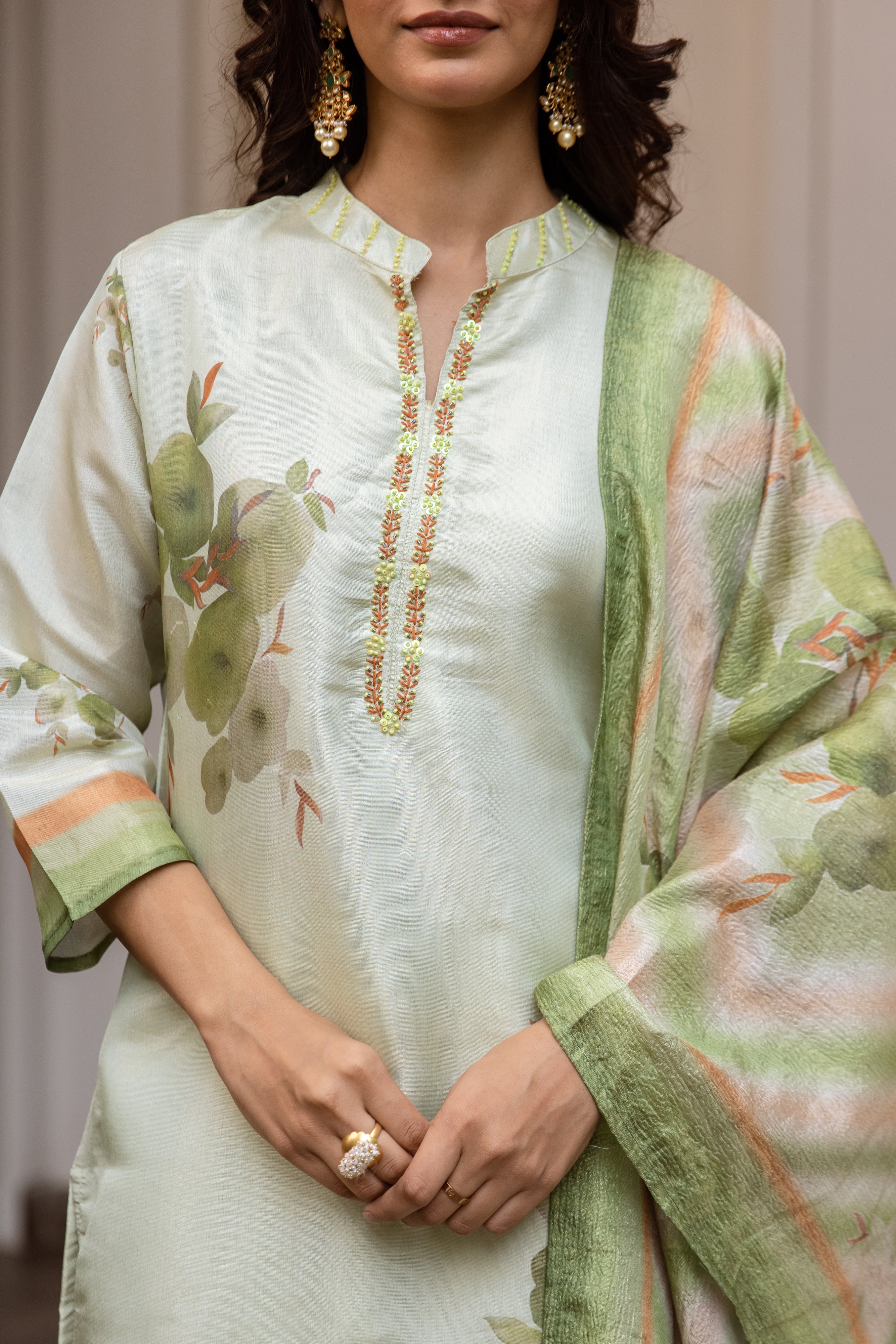 Pista Green Salwar Suits With Palazzo