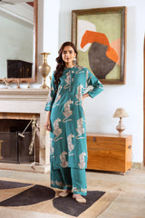 Green Printed Kurta Palazzo Set