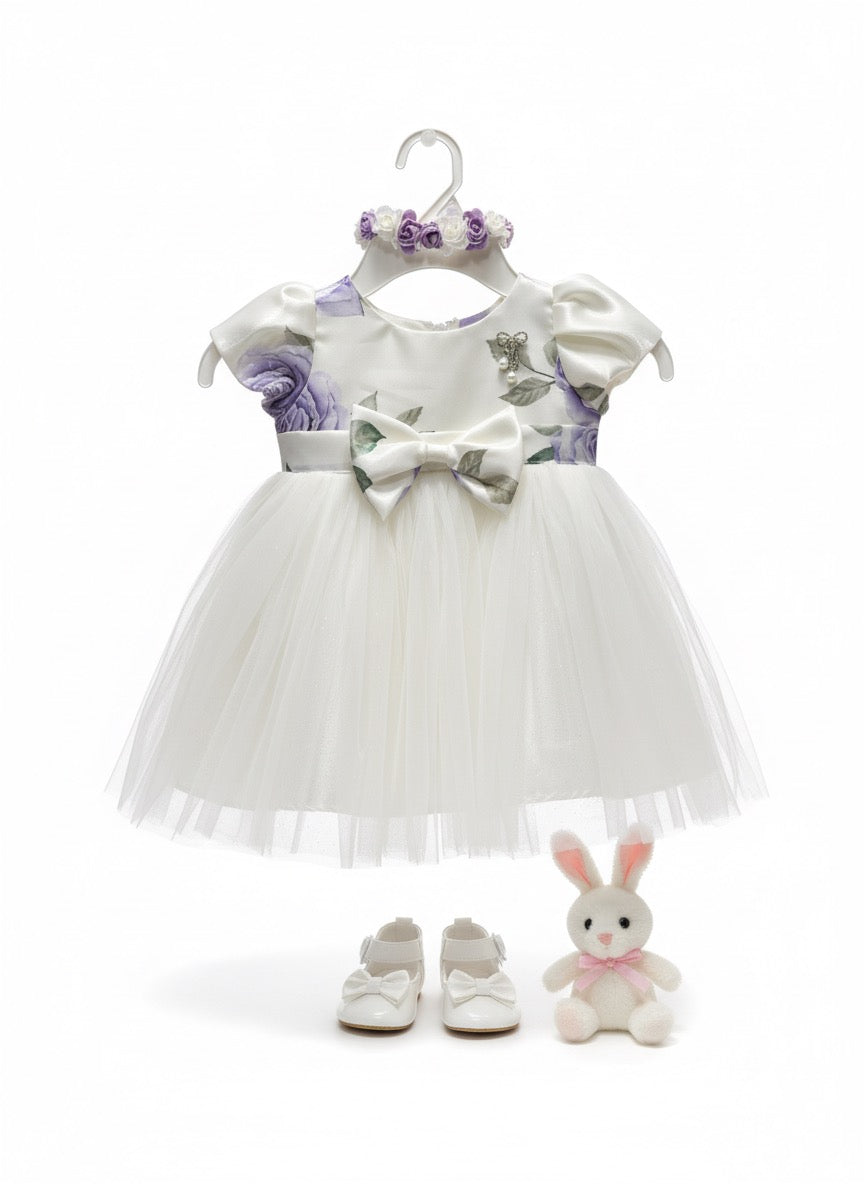 Elegant Floral & Tulle Baby Girl's Special Occasion Dress (only dress no accessories)