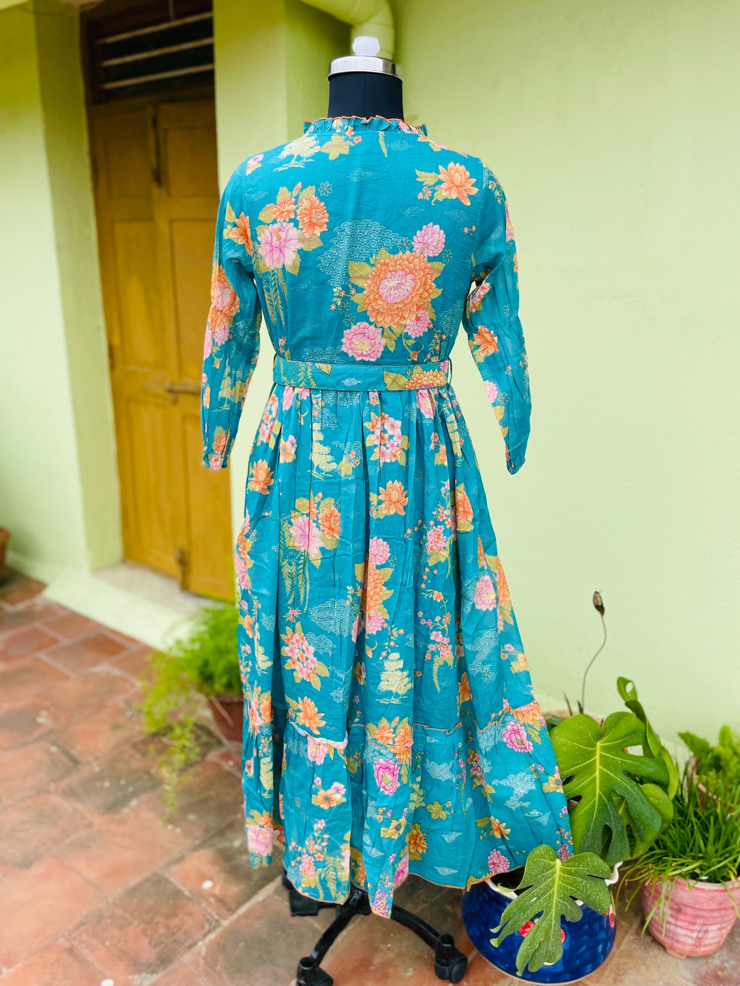 Bondi Blue Mul Mul Cotton Printed Gown