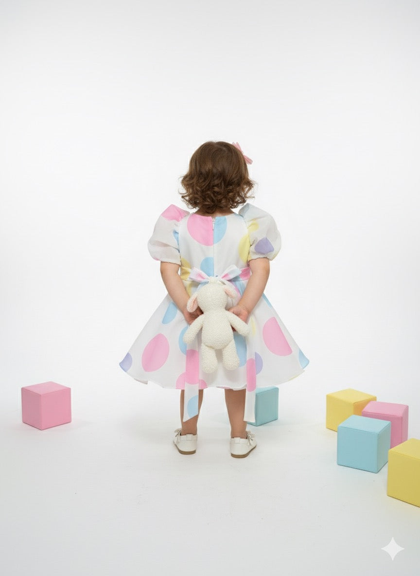 The Confetti Dream Frock - Puff Sleeve Polka Dot Party Dress