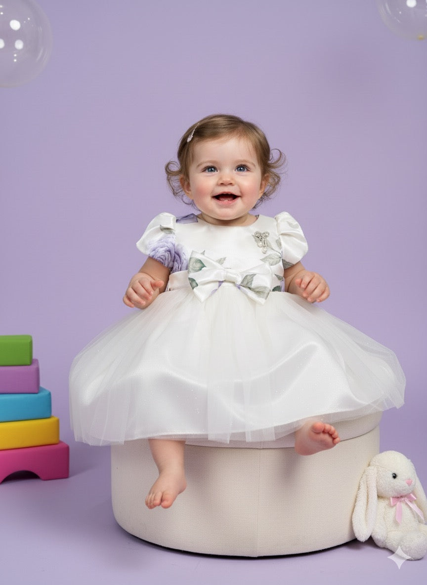 Elegant Floral & Tulle Baby Girl's Special Occasion Dress (only dress no accessories)