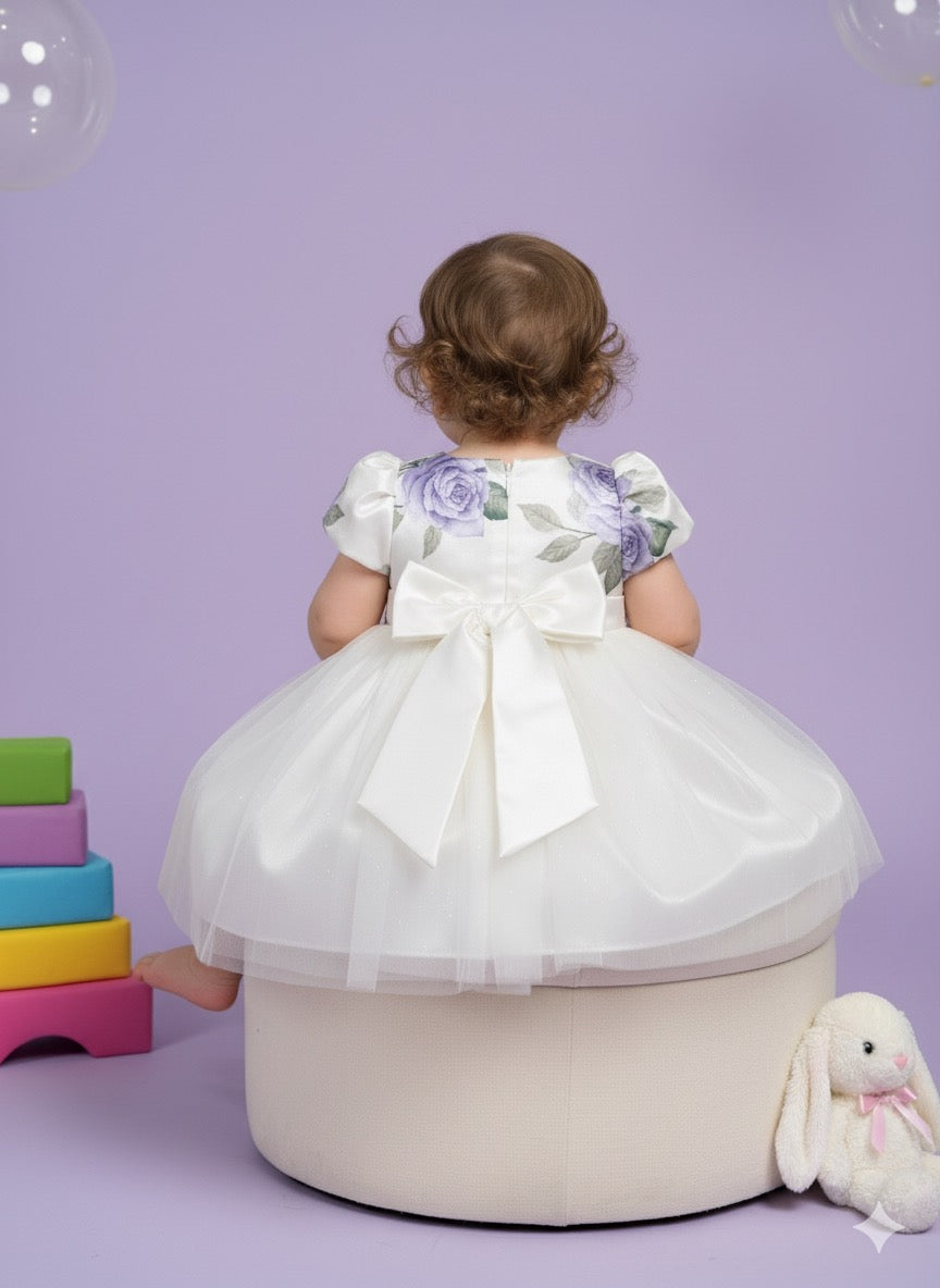 Elegant Floral & Tulle Baby Girl's Special Occasion Dress (only dress no accessories)