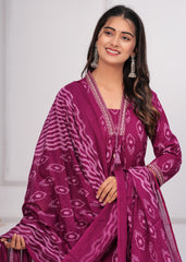 Majanta Printed Cotton Kurta Palazzo Dupatta 3pc Suit