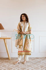 Cream Salwar Suits With Palazzo