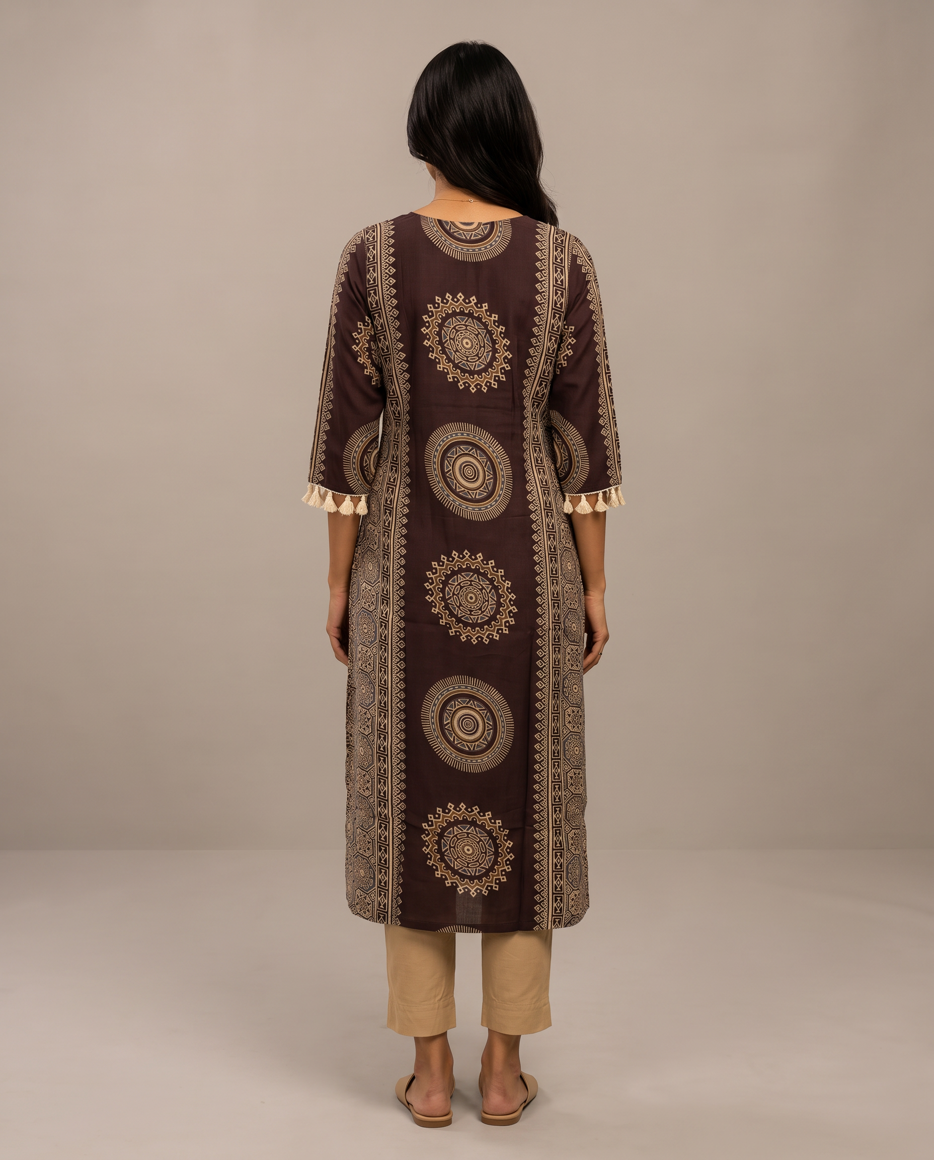 Style 6253 Brown Long Kurti - Back View