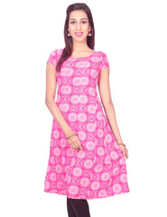 Pink Flower Print Rayon Casual Anarkali Kurti From Joshuahs