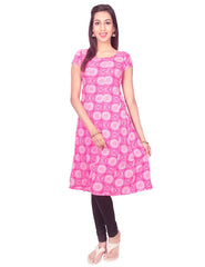 Pink Flower Print Rayon Casual Anarkali Kurti From Joshuahs