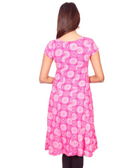 Pink Flower Print Rayon Casual Anarkali Kurti From Joshuahs