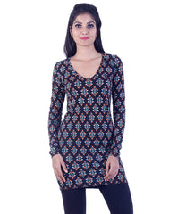 Dark brown patterened design Long tunic