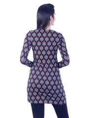 Dark brown patterened design Long tunic