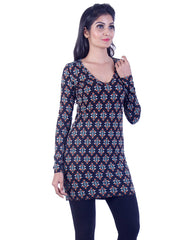 Dark brown patterened design Long tunic