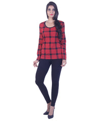 Trendy Red checkerd Long tunic