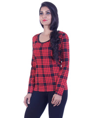 Trendy Red checkerd Long tunic