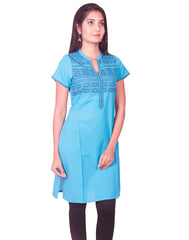 Turquoise Blue South Cotton Dobby Kurti from Joshuahs