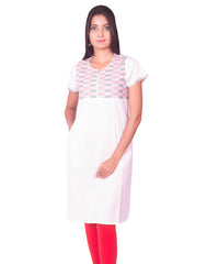 White South Cotton Dobby Kurti from Joshuahs