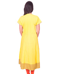 Lemon Yellow Cotton Dobby Anarkali Kurti from Joshuahs