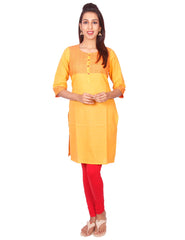 Golden Yellow South Cotton Dobby Straigh Cut Kurti from Joshuahs