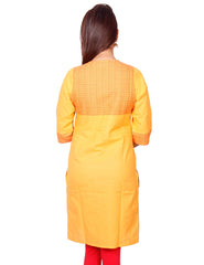 Golden Yellow South Cotton Dobby Straigh Cut Kurti from Joshuahs