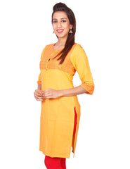 Golden Yellow South Cotton Dobby Straigh Cut Kurti from Joshuahs