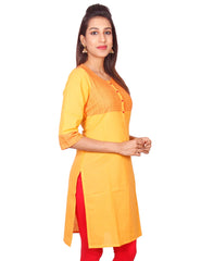 Golden Yellow South Cotton Dobby Straigh Cut Kurti from Joshuahs