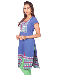 Prussian Blue South Cotton Dobby Straigh Cut Kurti from Joshuahs