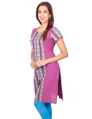 Purple  South Cotton Dobby Straigh Cut Kurti from Joshuahs