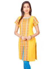 Yellow  South Cotton Dobby Straigh Cut Kurti from Joshuahs