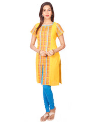 Yellow  South Cotton Dobby Straigh Cut Kurti from Joshuahs