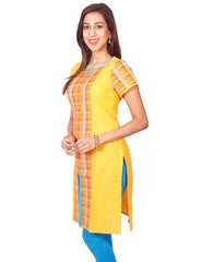 Yellow  South Cotton Dobby Straigh Cut Kurti from Joshuahs