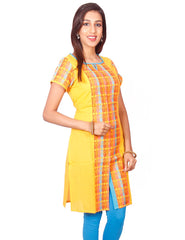 Yellow  South Cotton Dobby Straigh Cut Kurti from Joshuahs