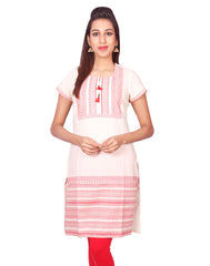 White  South Cotton Dobby Straigh Cut Kurti from Joshuahs