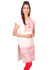 White  South Cotton Dobby Straigh Cut Kurti from Joshuahs