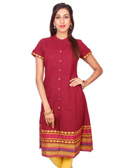 Maroon  South Cotton Dobby Straigh Cut Kurti from Joshuahs