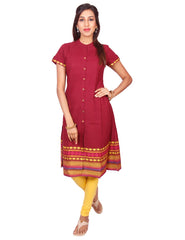 Maroon  South Cotton Dobby Straigh Cut Kurti from Joshuahs