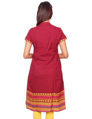 Maroon  South Cotton Dobby Straigh Cut Kurti from Joshuahs