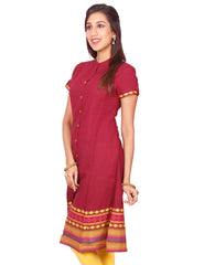 Maroon  South Cotton Dobby Straigh Cut Kurti from Joshuahs