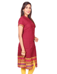 Maroon  South Cotton Dobby Straigh Cut Kurti from Joshuahs