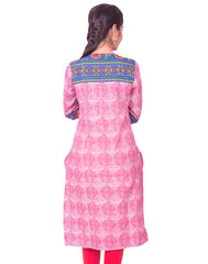 Magenta Jaipur Print Kurthi Long Sleeve Staright Cut Kurti from Joshuahs