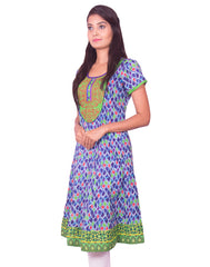 Blue Printed with  Embroidery Work Anarkali Kurti from Joshuahs