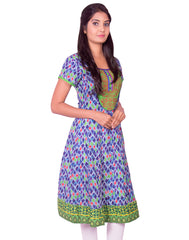 Blue Printed with  Embroidery Work Anarkali Kurti from Joshuahs