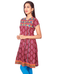 Maroon Printed Short Sleeve Anarkali Kurti from Joshuahs