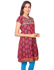 Maroon Printed Short Sleeve Anarkali Kurti from Joshuahs