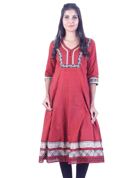 Maroon embroidded anarkali kurta