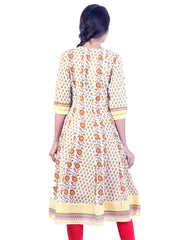 White and Yellow rose embroidded anarkali kurta