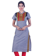 Grey embroidded straight cut kurta