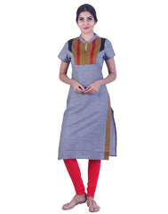 Grey embroidded straight cut kurta